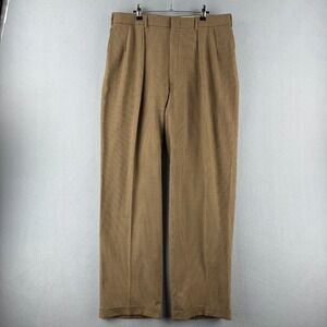 Vintage Polo Ralph Lauren Pants Mens 35x32 Houndstooth Pleated Slacks Trousers